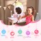 Costway Kid Vanity Table Stool Set with Mirror Wooden Legs Storage Drawer Pink